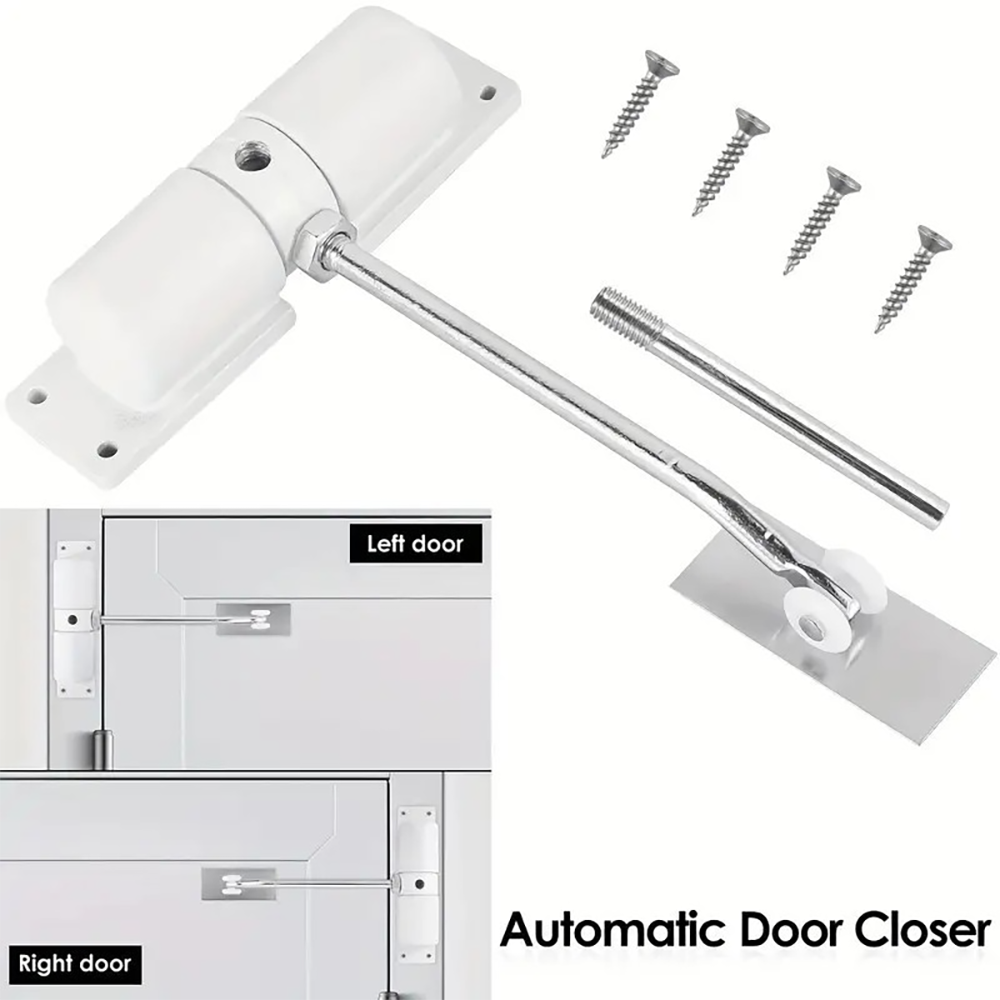 Door Closer High Usage Environments Versatile Design Customizable Closing Speed White
