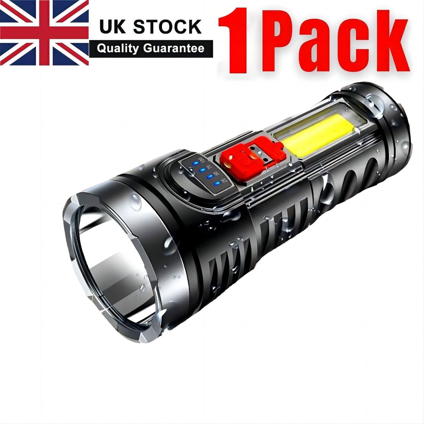 USB Rechargeable LED Flashlight 4-Modes Camping Hiking Torch Work Light(Platform policies vary; relevant qualifications are attached via link, please do not list products without required qualifications)