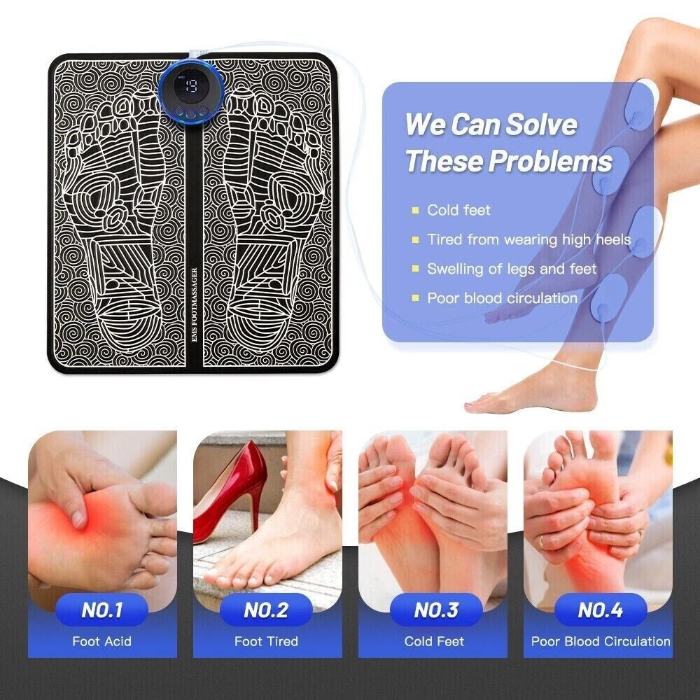 Electric Foot Massager Pad Blood Circulation Muscle Stimulator Mat 19 Levels and 8 Modes-Massage Mat(Logistics only For USPS.TK/TMEU only For self-pickup)