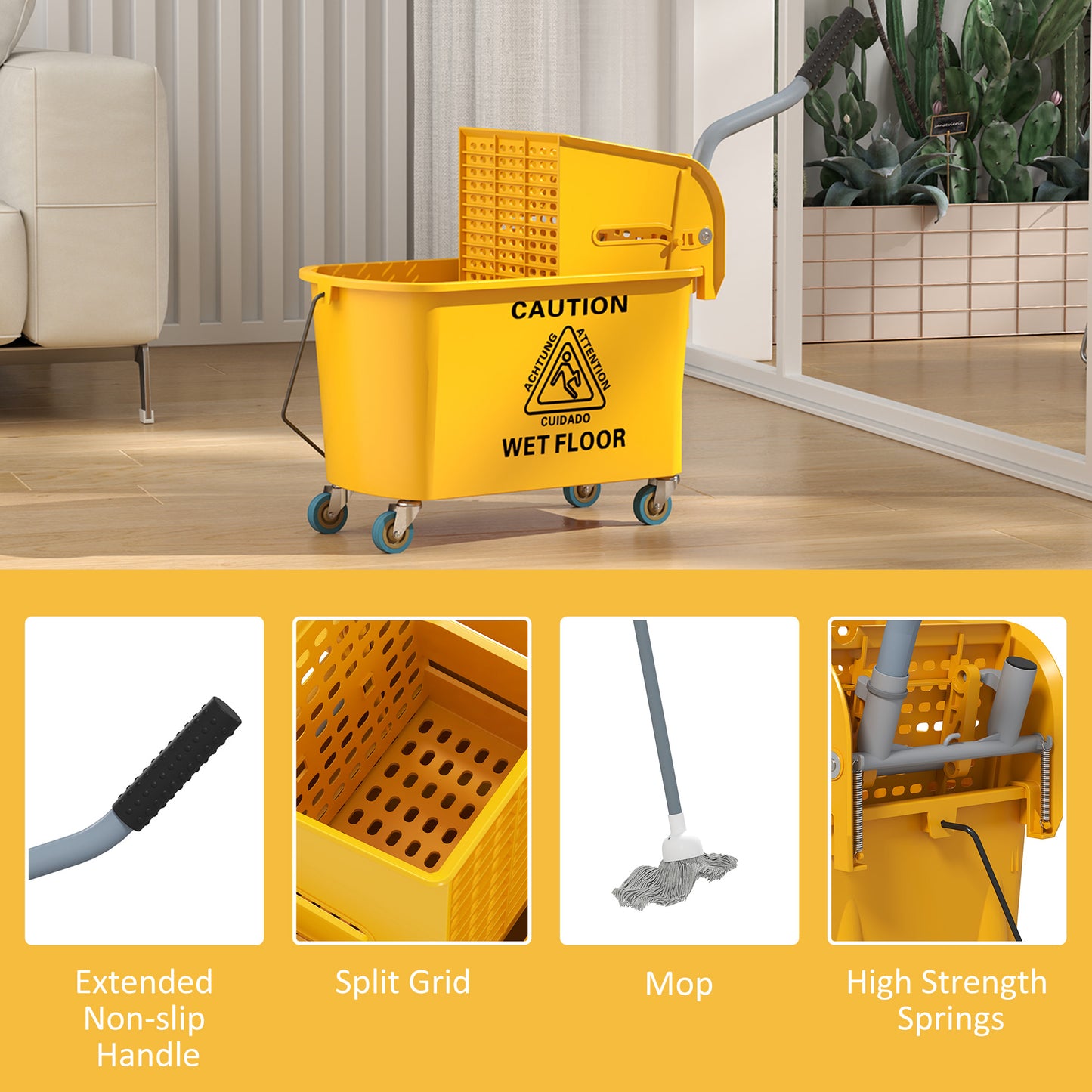 Mop Water Bucket Wringer Cart