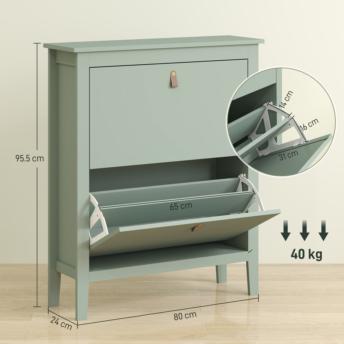 Three drawer shoe cabinet