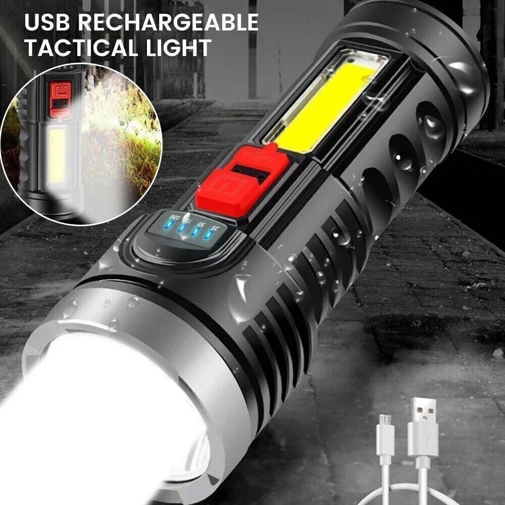 USB Rechargeable LED Flashlight 4-Modes Camping Hiking Torch Work Light(Platform policies vary; relevant qualifications are attached via link, please do not list products without required qualifications)