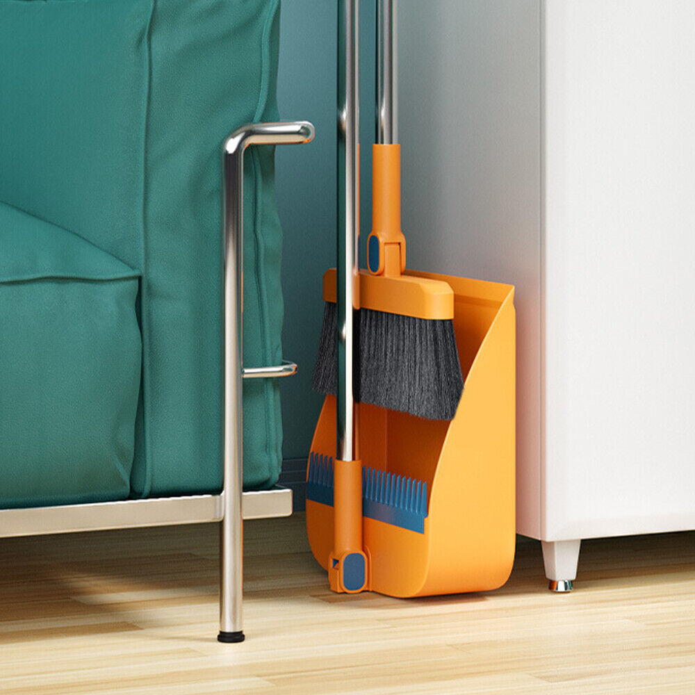 Long Handled Dustpan and Brush Set Strong Metal Handle Dust Pan & Broom Sweeper