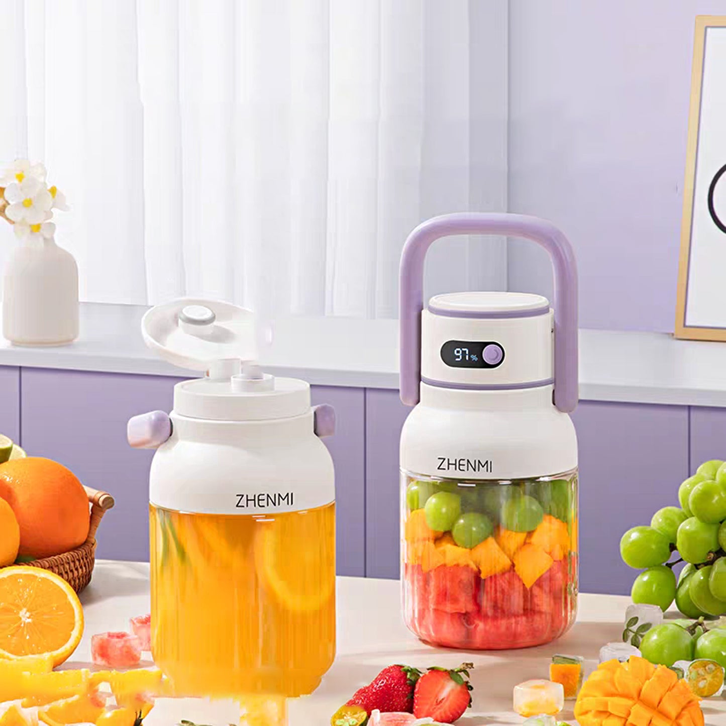 Portable Blender, Personal Blender for Smoothies & Shakes, Cordless, 33oz BPA-Free Vessel, Leakproof Lid with Sip Spout, USB-C Rechargeable, Easy-to-Clean Parts - Purple