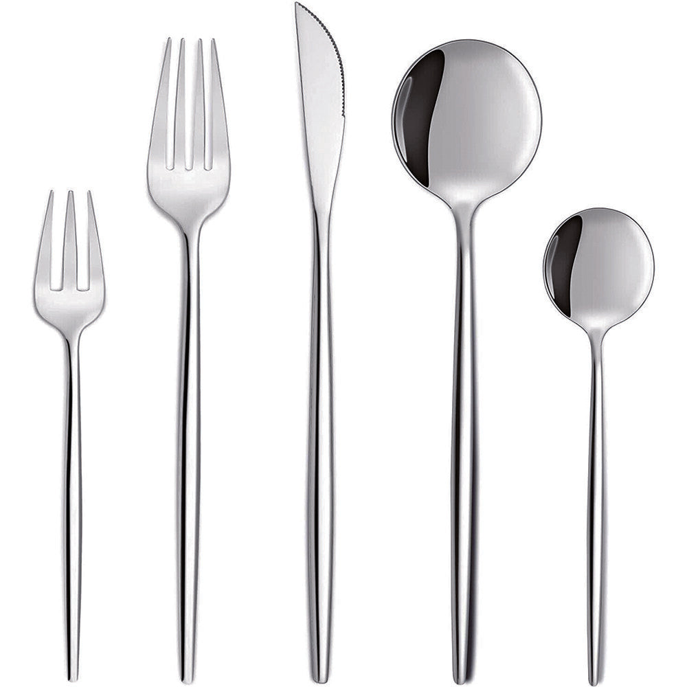 30pc CUTLERY DINNER SET STAINLESS STEEL METAL STAND RACK FORKS TEA SPOONS POLISH