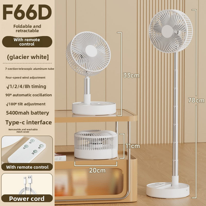 Foldable Telescopic USB Rechargeable Fan with Remote