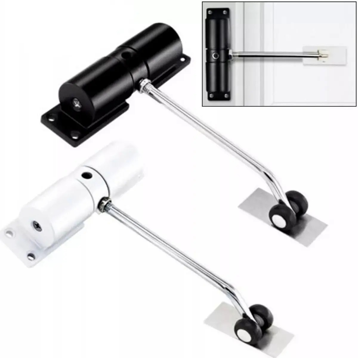 Door Closer High Usage Environments Versatile Design Customizable Closing Speed White