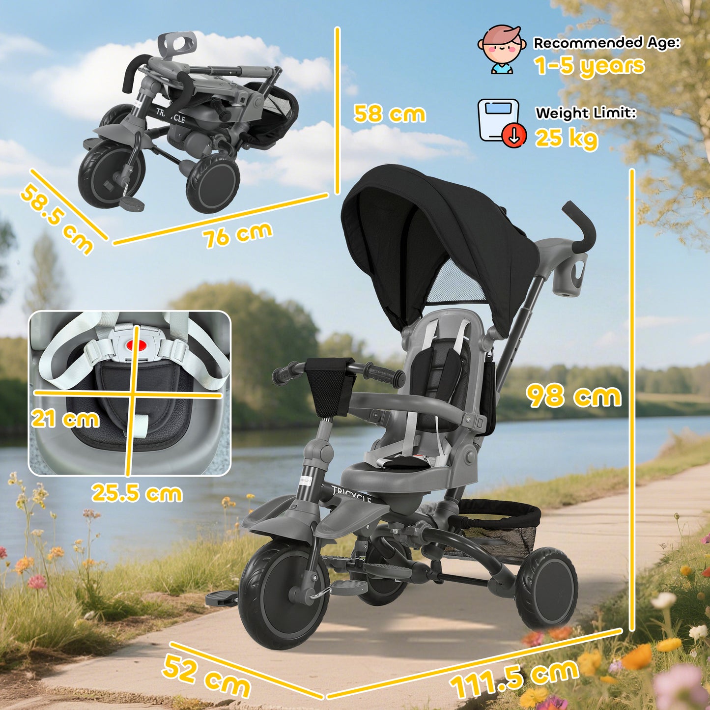 Kids Trike with Adjustable Backrest