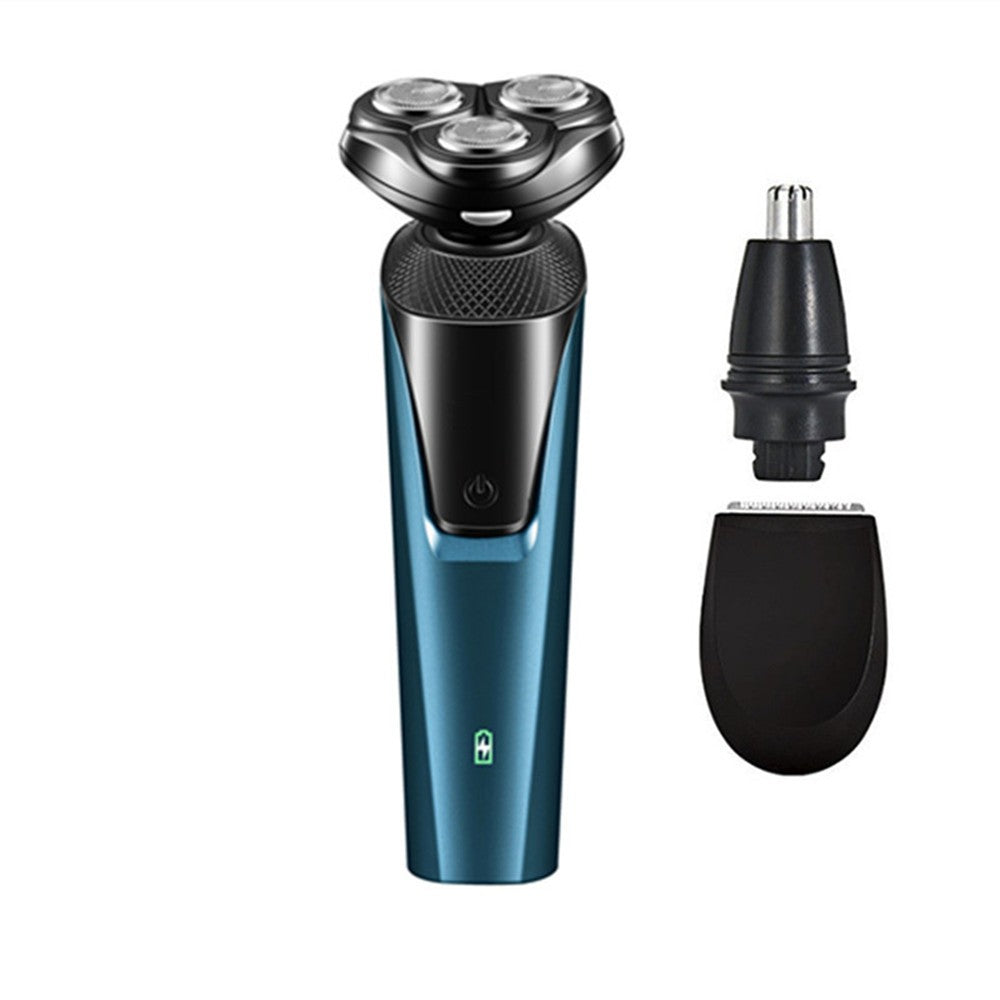 USB Rechargeable 3-In-1 Men's Professional Multi-function Cheek Beard Trimmer Men Nose Hair Cutting Barber Shaver Machine Blue (Logistics only For USPS.TK/TMEU only For self-pickup)