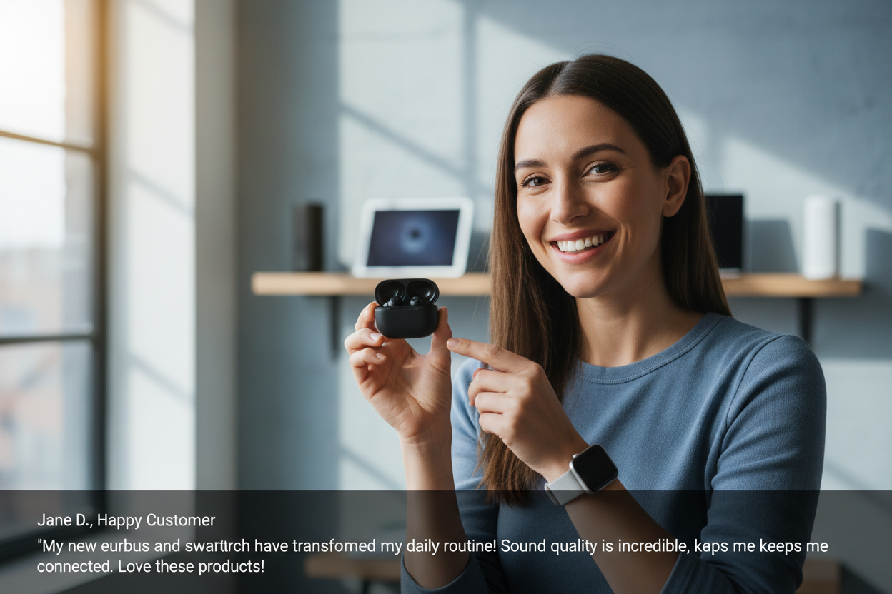 Generate an image for customer testimonial