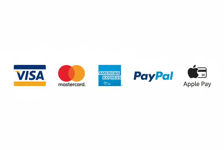 generate an image of most popular 5 payment icons for US and Europe markers for shopify store