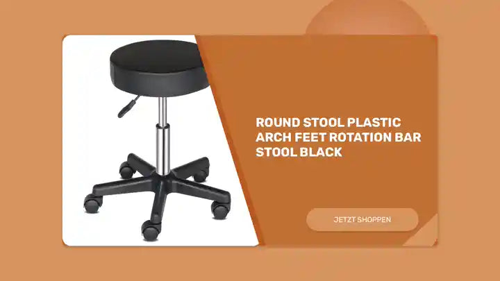 Round Stool Plastic Arch Feet Rotation Bar Stool Black by@Outfy