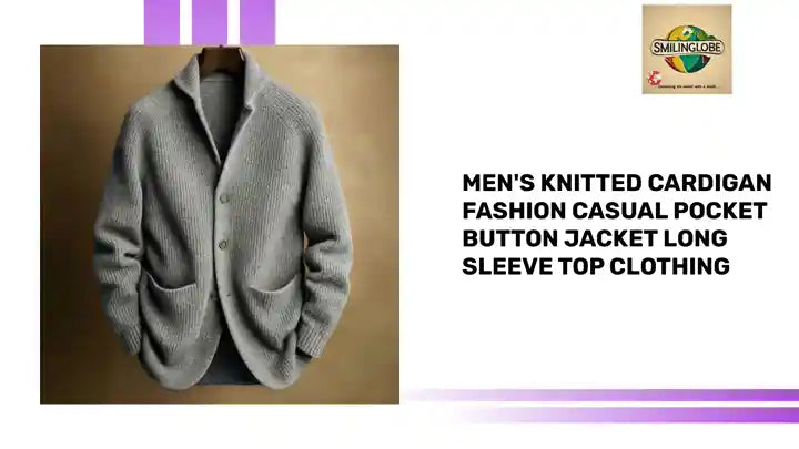 Men's Knitted Cardigan Fashion Casual Pocket Button Jacket Long Sleeve Top Clothing by@Outfy