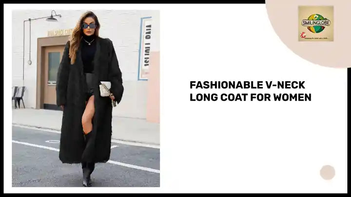 Fashionable V-neck Long Coat For Women by@Outfy