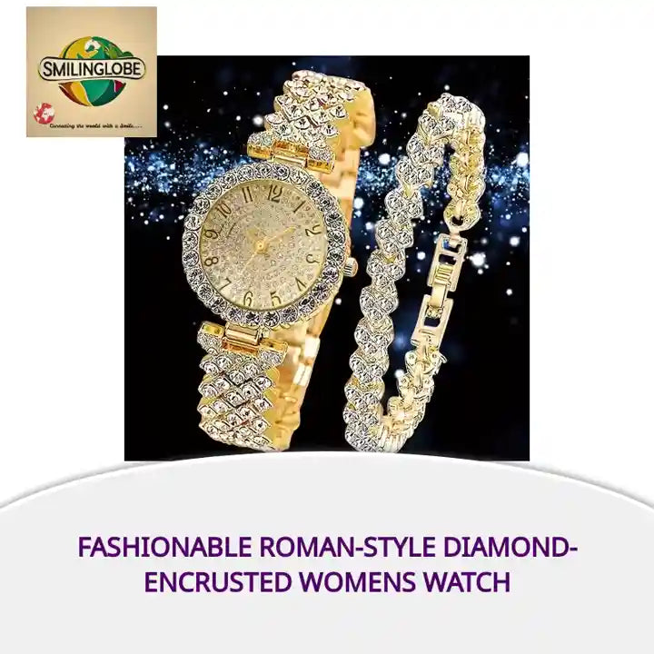 Fashionable Roman-Style Diamond-Encrusted Womens Watch by@Outfy