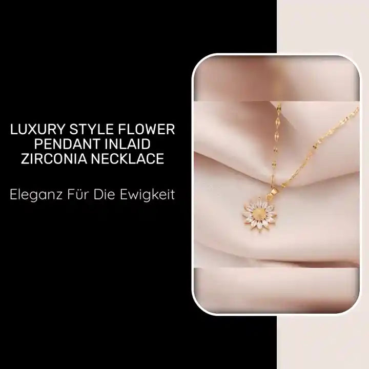 Luxury Style Flower Pendant Inlaid Zirconia Necklace by@Outfy