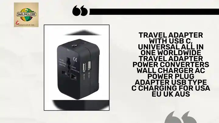 Travel Adapter With USB C, Universal All In One Worldwide Travel Adapter Power Converters Wall Charger AC Power Plug Adapter USB Type C Charging For USA EU UK AUS by@Outfy