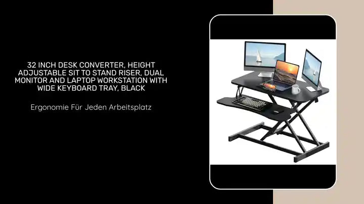 32 Inch Desk Converter, Height Adjustable Sit to Stand Riser, Dual Monitor and Laptop Workstation with Wide Keyboard Tray, Black by@Outfy