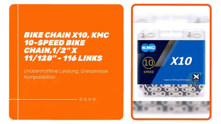 Bike Chain X10, KMC 10-Speed Bike Chain,1/2" X 11/128" - 116 Links by@Outfy