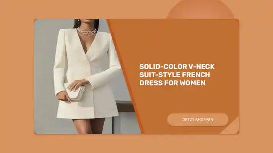 Solid-color V-neck Suit-style French Dress For Women by@Outfy