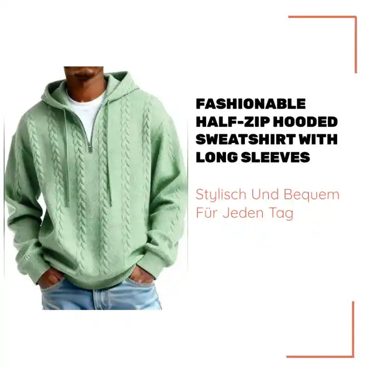 Fashionable Half-zip Hooded Sweatshirt With Long Sleeves by@Outfy