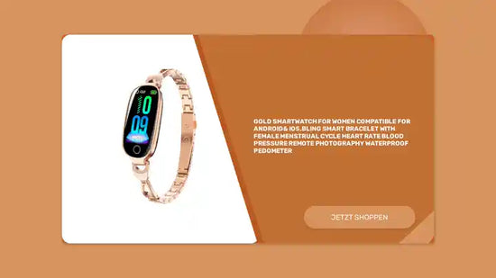Gold Smartwatch For Women Compatible For Android&amp; IOS,Bling Smart Bracelet With Female Menstrual Cycle Heart Rate Blood Pressure Remote Photography Waterproof Pedometer by@Outfy