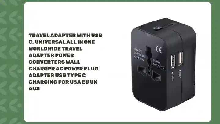 Travel Adapter With USB C, Universal All In One Worldwide Travel Adapter Power Converters Wall Charger AC Power Plug Adapter USB Type C Charging For USA EU UK AUS by@Outfy