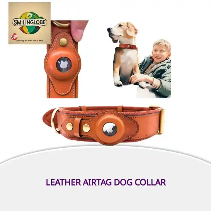 Leather AirTag Dog Collar by@Outfy