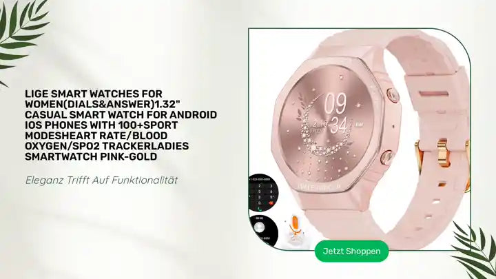 LIGE Smart Watches for Women(Dials&amp;Answer)1.32" Casual Smart Watch for Android iOS Phones with 100+Sport ModesHeart Rate/Blood Oxygen/Spo2 TrackerLadies Smartwatch Pink-Gold by@Outfy