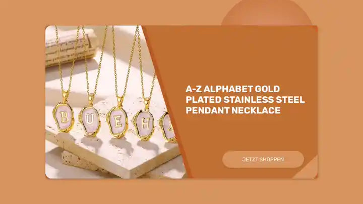 A-Z Alphabet Gold Plated Stainless Steel Pendant Necklace by@Outfy