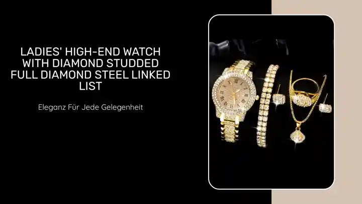 Ladies' High-end Watch With Diamond Studded Full Diamond Steel Linked List by@Outfy
