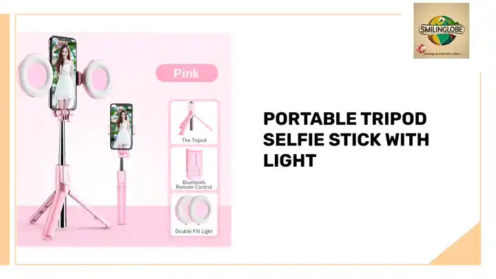 Portable Tripod Selfie Stick With Light by@Outfy