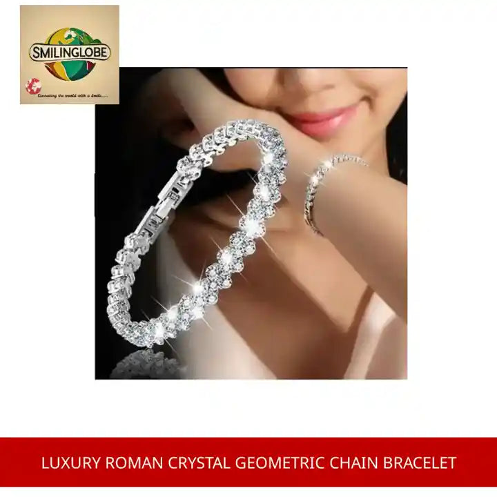 Luxury Roman Crystal Geometric Chain Bracelet by@Outfy